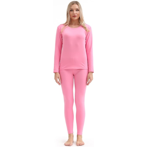 IQI Thermal Underwear Dam Ultra-Soft Long Johns Set Base Layer Skidåkning Vinter Varm topp & underdel, Army Pink Large