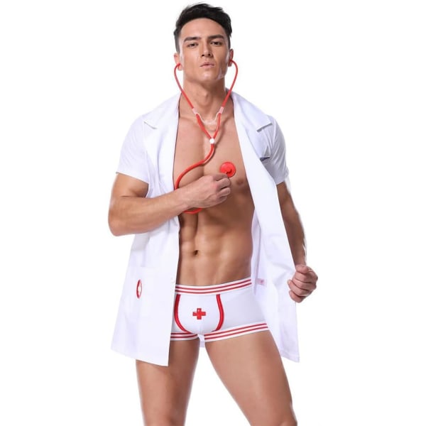 YIQZ Män Sexiga Underkläder Set String Underkläder Rollspel Cosplay Valentine Födelsedag Doctor Uniform Nattklubb Dräkt Outfit Doctor