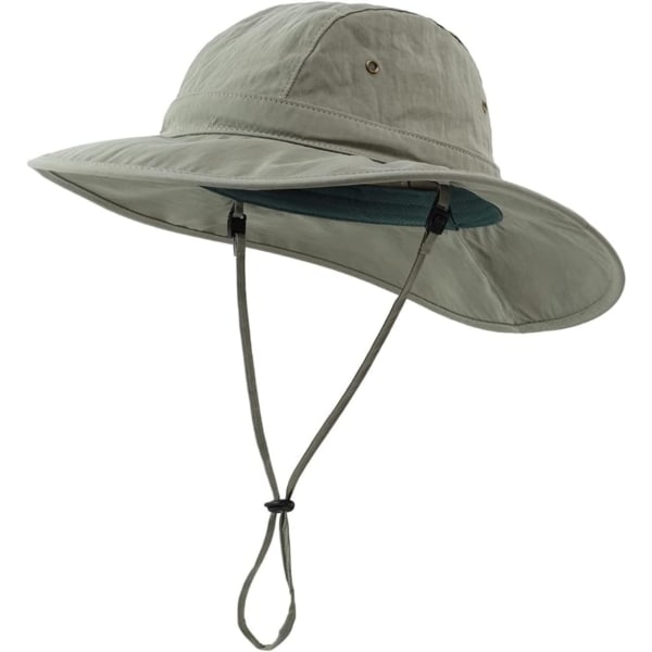 racy Herr UPF50+ Solhatt Bred Brätte Safarihatt Unisex Bucket Hat Fiskehatt Armégrön En Storlek