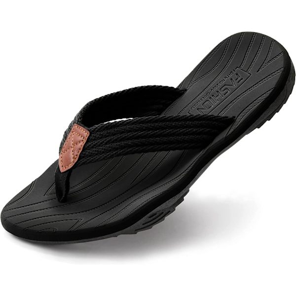 GNAR herr flip-flops, bekväma tofflor med fotvalvsstöd, snabbtorkande halkfria sliders för utomhus sommarstrand svart 10 US