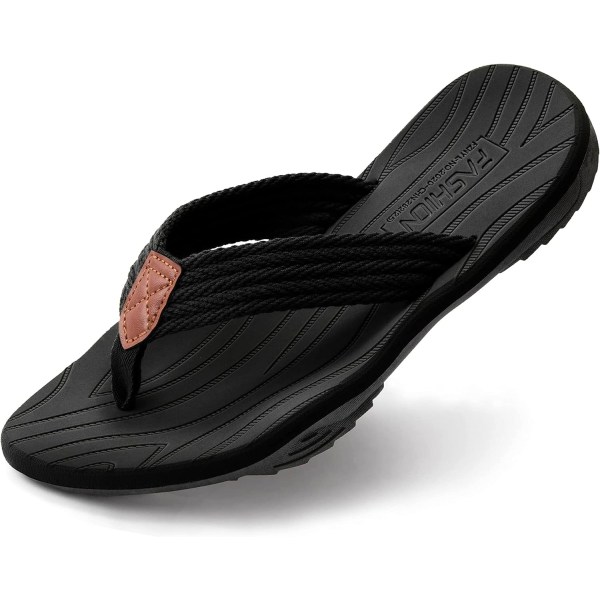 GNAR herr flip-flops, bekväma tofflor med fotvalvsstöd, snabbtorkande halkfria sliders för utomhus sommarstrand svart 9 US