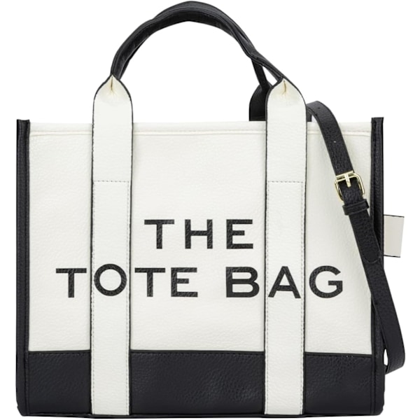 Toteväskor för kvinnor - Läder Tote Bag Trendy Travel Tote Bag Handväska Top-Handle Axelväska Crossbody Väskor B-vit Medium