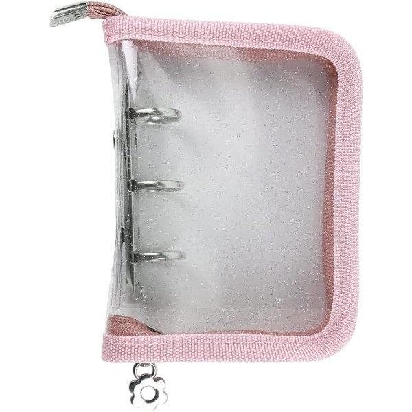i Storlek 3 Cover Klar Mjuk PVC Cash Budgetpärmar Notebook Shell Protector med blå dragkedja för 3 Ho Pink Color Mini