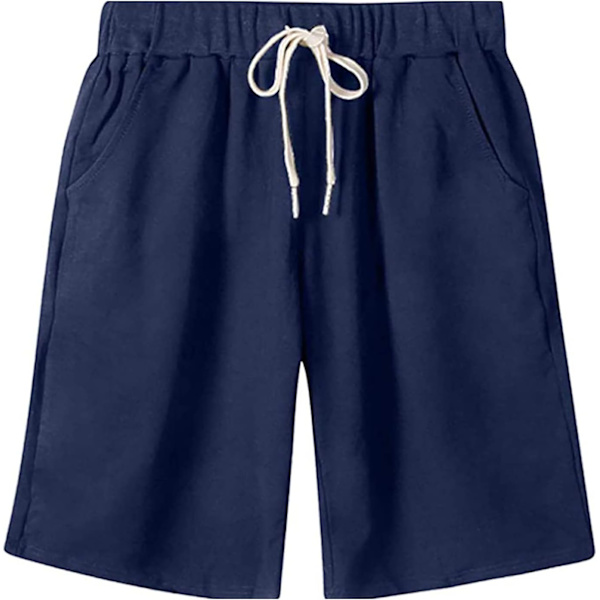 ket Dam mjuka stickade elastiska midje jersey Bermuda shorts med dragsko