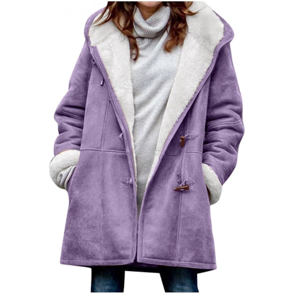 ucdy Tröjor för kvinnor, vinterrockar för kvinnor bekväma luddiga fleece ytterkläder långärmad varm kofta lösa rockjackor