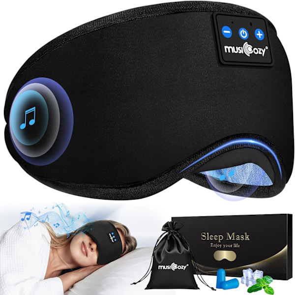 ep Hörlurar Bluetooth Ögonmask, Ultra-Mjuk Bluetooth Sömnmask med Hörlurar för Sömn, Bekväm Sömn Ögonmask med 14 Timmars Speltid för Sidosovare/Tupplur/Resor, Tekniska Prylar för Män Kvinnor
