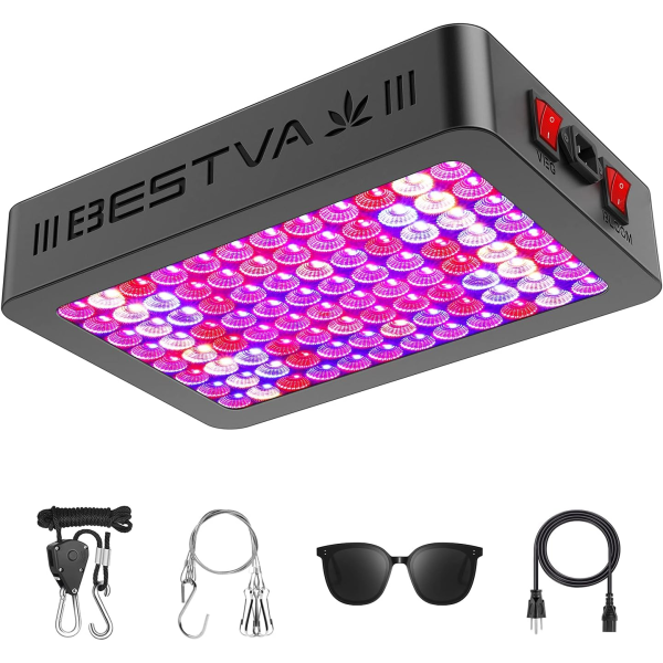 BTVA 1000W LED-växtlampa 3x3ft LM301B Dioder Reflektor Full Spectrum LED-odlingslampor för inomhusväxter Växthus Dubbelbrytare Grönsaker & Bloo