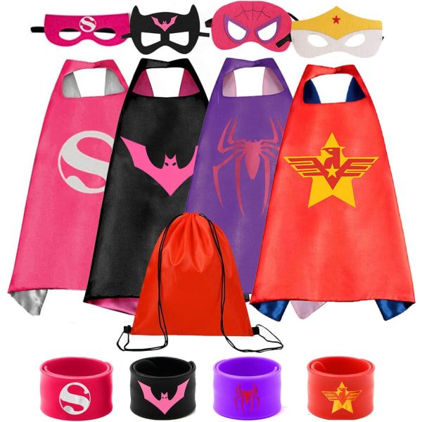 Ks Costumes 8PCS Superhjälte Capes Set och Slap Armband för Pojkar, Flickor Klä Ut Festgåvor (8PCS för Pojkar, Flickor)