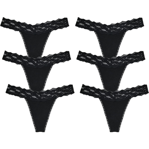 y Stretch Blend Micro T Back Low Rise Cheeky Exotic Thongs Variety invisible Patterns Women Underwear Regular & Plus Siz 6 Pieces Black Medium