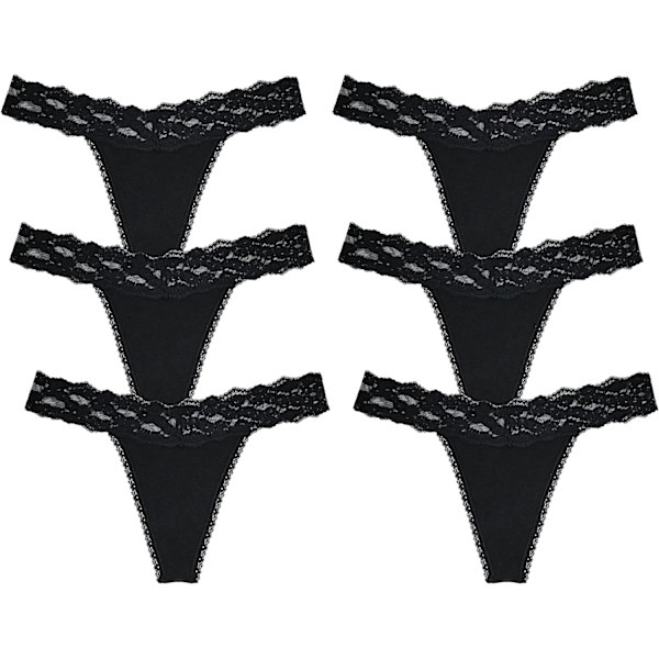 y Stretch Blend Micro T Back Low Rise Cheeky Exotic Thongs Variety invisible Patterns Women Underwear Regular & Plus Siz 6 Pieces Black X-Large