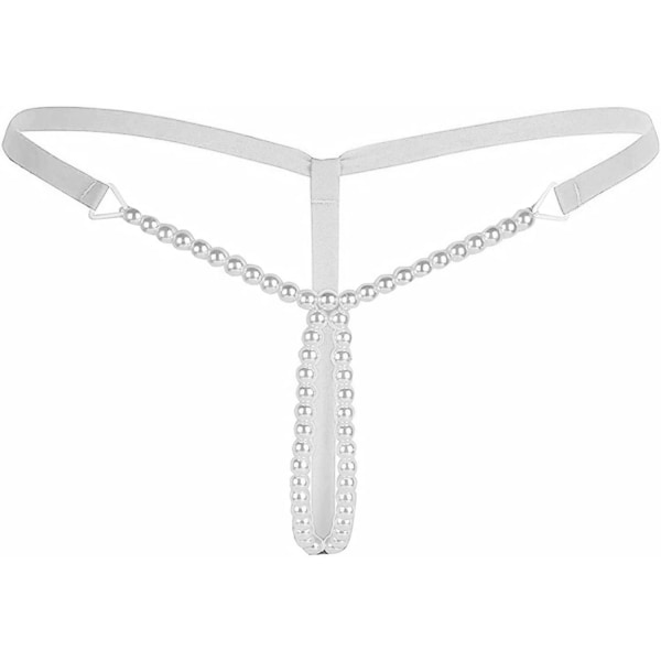 eSex Dam Sexiga Micro Pearls G-String Underkläder Stringtrosa Sexiga V-String Natt Underkläder Underkläder 163 Vit