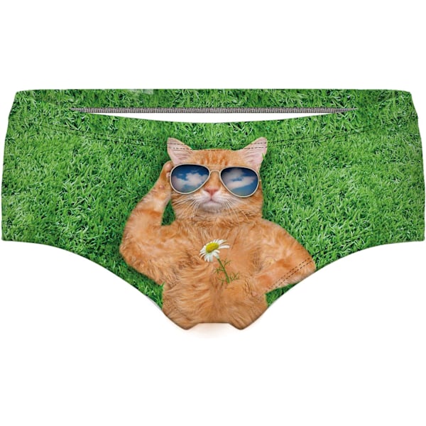 KAIJIA Dam Fashion Flirty Sexy Funny Naughty 3D Tryckt Söta Djur Underkläder Kalsonger Gåvor Solglasögon Katt X-Large