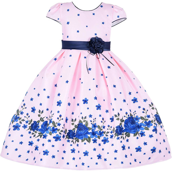 Cosplay Elegant Flower Glown Dress för flickor Young Adult Fashion Bow Flower Kids Party Festival Åldrar 5-9 år Rosa - 1 7 år