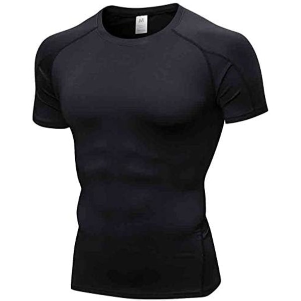 rlian herr löpning kompressionströjor, baslager bekväm topp kortärmad skjorta, snabbtorkande sport träning t-shirts svart svart lin x-large