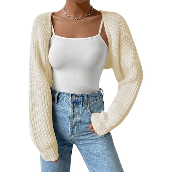 dusa Dam långärmad öppen framsida stickad kort kofta kofta beige X-Large