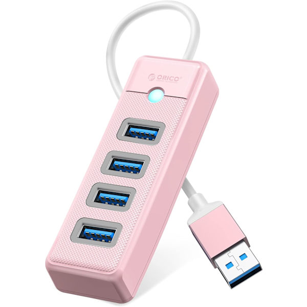 4-Port USB HUB 3.0, USB-splitter för bärbar dator med 0,49ft kabel, Multi USB-port expander, Snabb dataöverföring kompatibel med Mac OS 10.X och senare, Lin