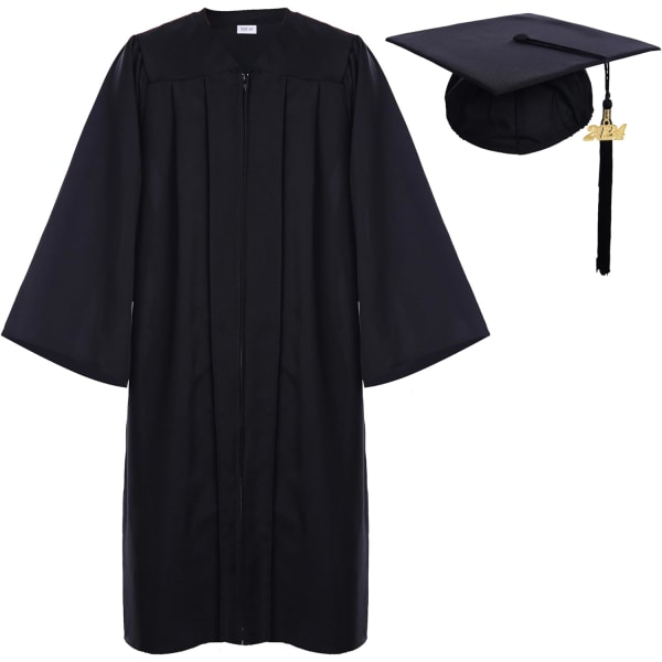 rara Matte Graduation Cap and Gown Tassel Set Black 57FF(6'0\\-6'5\\)