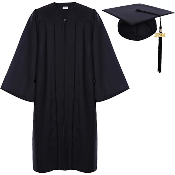 rara Matte Graduation Cap and Gown Tassel Set Black Small 45(5'0\\-5'2\\)