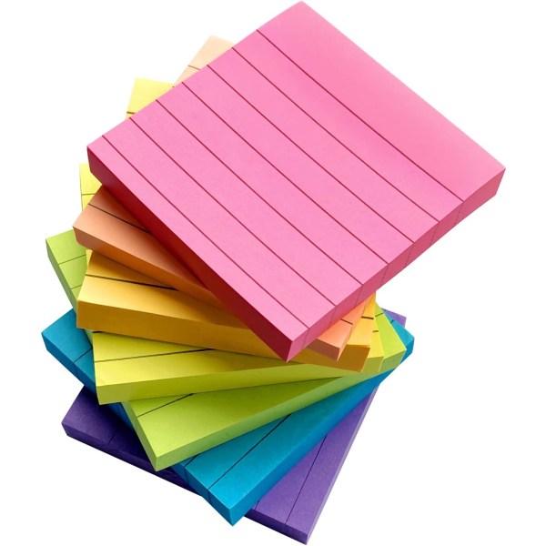 ack Rutigt självhäftande anteckningar, färgglada post-it-lappar 3x3, superklibbiga memoblock, självhäftande avtagbara lappar, 100 ark