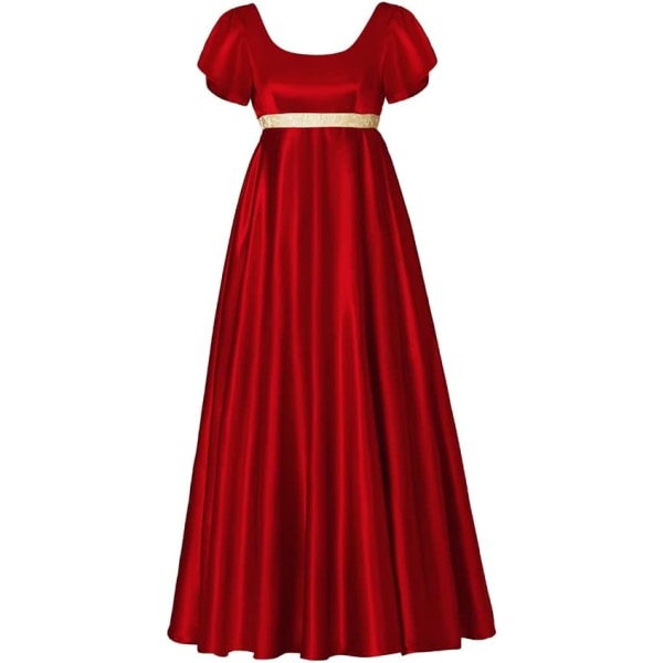en's Kate Dress Jane Austen Regency Dress with Sash Victorian Tea Party Dress Red 3X-Large