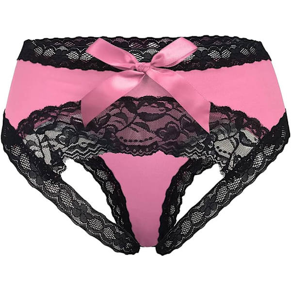 UYER Dam Sexy Spetsbyxor Underkläder med Söt Rosett Midnatt Lingerie Kalsonger Rosa Medium