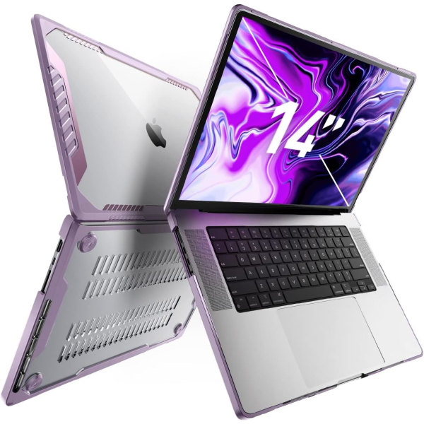 CASE Unicorn Beetle Series Skal för MacBook Pro 14 tum (2021 Release) A2442 M1 Pro / M1 Max, Dubbelskikts Hård Skal Prot Lila