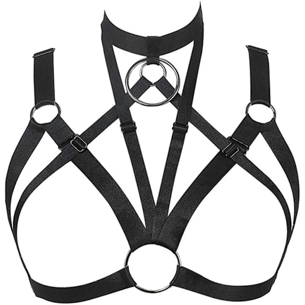 INDA Dam Sele Bälte Bh Sexig Kropp Bälte Kuplös Bh Elastisk Underkläder Punk Gotisk Stil Rem Bh Svart 97 A/DD