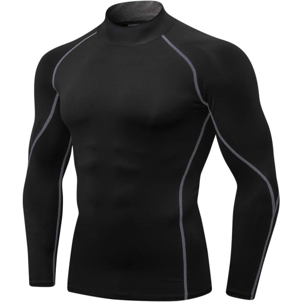 's Compression Shirts Långärmade Athletic Workout Toppar Gym Undershirts B Grå X-Large