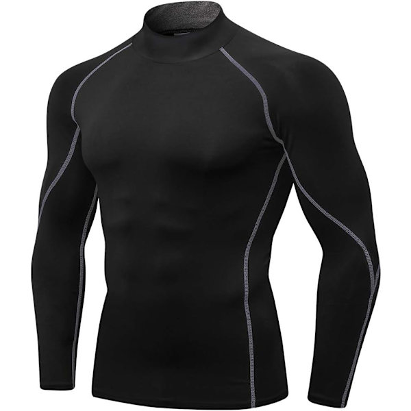 's Kompressionströjor Långärmad Atletisk Träningströjor Gym Undershirts B Grå Liten