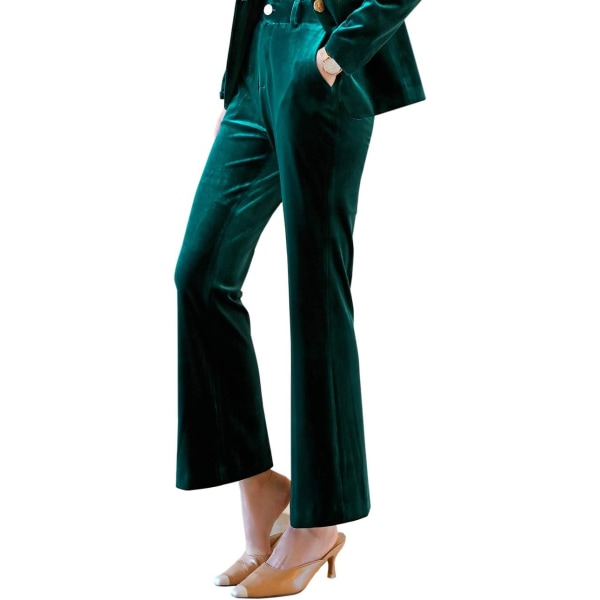 ov Kvinnor 1-knapps sammetskavajjacka Slim Fit Casual Lapel Kontorsjacka Kostym - Grön #2 Grön-(byxor 10