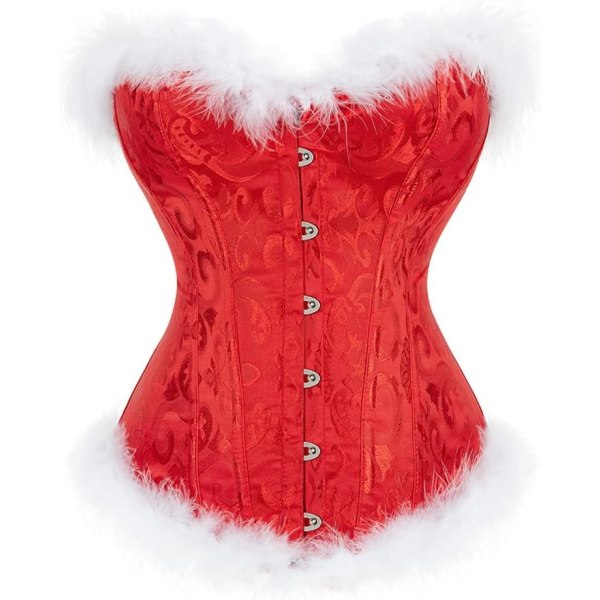 VYSHI Underbust Corset - Korsetter för kvinnor - Midja Cincher Shaper Boned Satin Lace Up Vintage Bustier Top Red Christmas XX-Large
