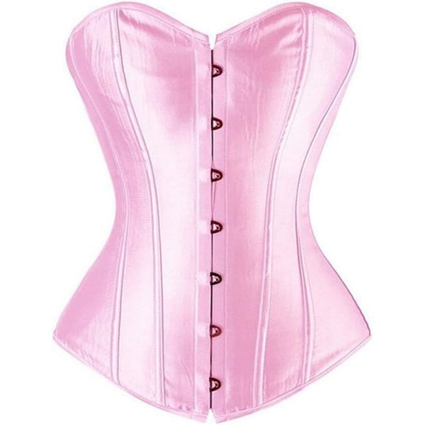 HOU Dam Bustier Korsett Topp Plus Storlek Satin Midja Cincher Overbust Bustiers Rosa Stor