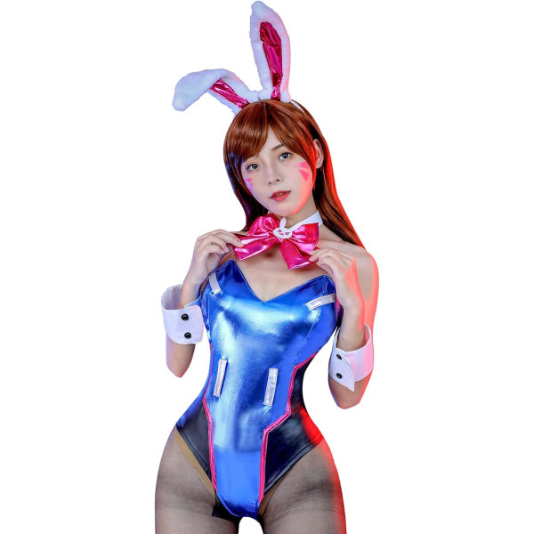 STT Bunny Costume Women Dva Costume Bunny Suit Sexy Cosplay Hana Song Cosplay Outfits Blue XX-Large