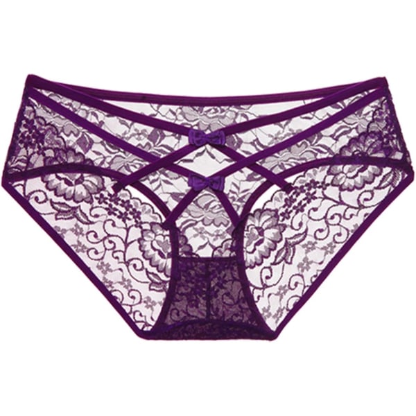 ly Bodas Dam Cage Back Panties Sexiga Underkläder Lingerie Pack Lila Spets X-Large