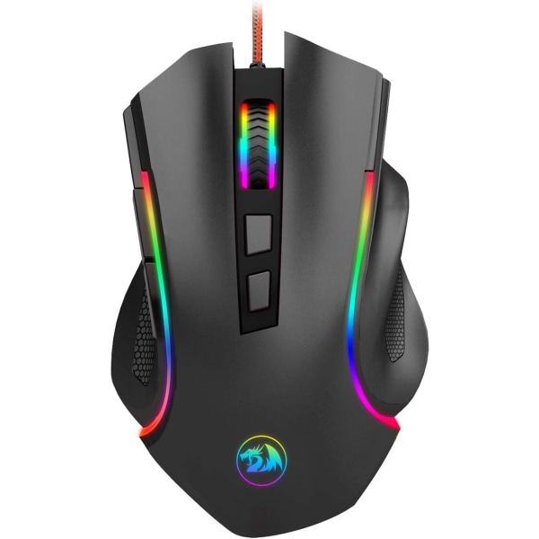 Rragon M602 RGB Trådbunden Spelmus RGB Spectrum Bakgrundsbelyst Ergonomisk Mus Griffin Programmerbar med 7 Bakgrundsbelysningslägen upp till 7200 DPI för Windows PC Ga