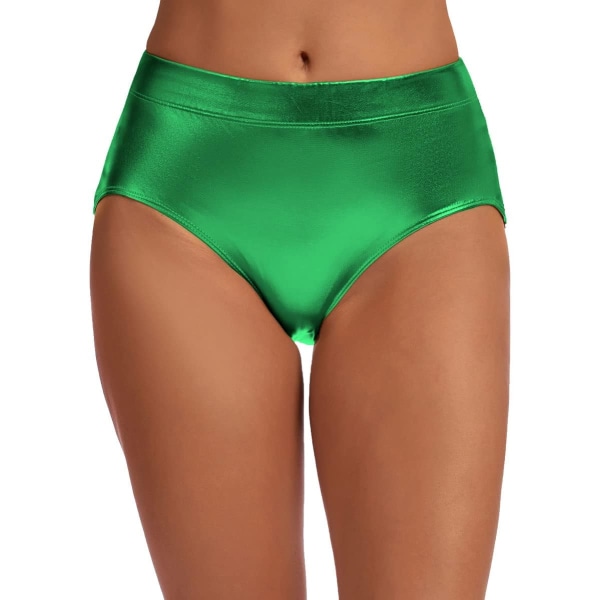GILY Glänsande byxor för kvinnor Metalliska shorts Booty Dance Festival Bottom Grön Liten
