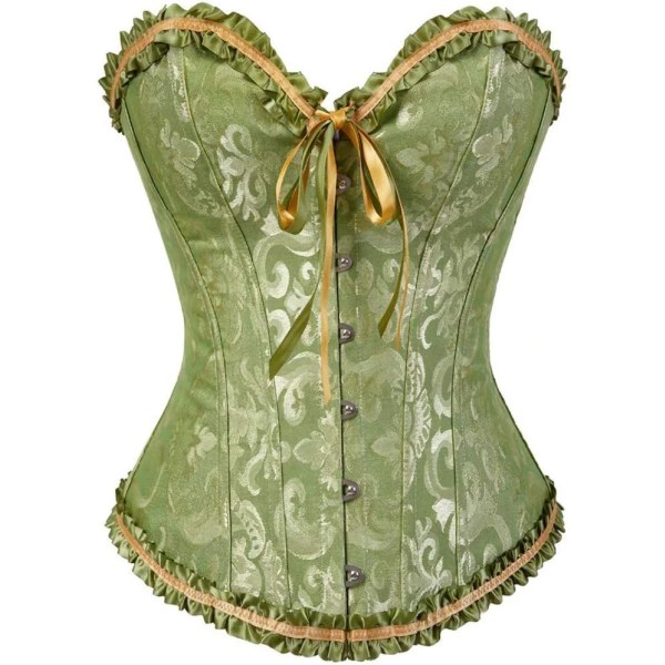 MMUO Dam Lacing Korsett Topp Satin Blommig Benad Överbyst Body Shaper Bustier Sexig Midja Push Up Shapewear Underkläder…, B Grön X-Small