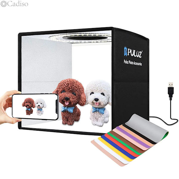 Fding Cadito LED Fotostudio Ljuslåda 9,8 \"/ 25cm Justerbar Glans Bord Lig