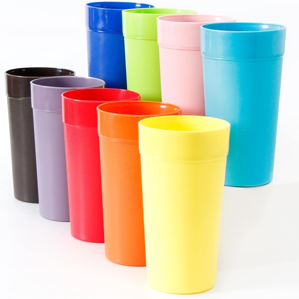 Yngever 18-pack okrossbara plastglas 600 ml, okrossbara plastdricksglas, plastmuggar, set med 18 i 9 färger