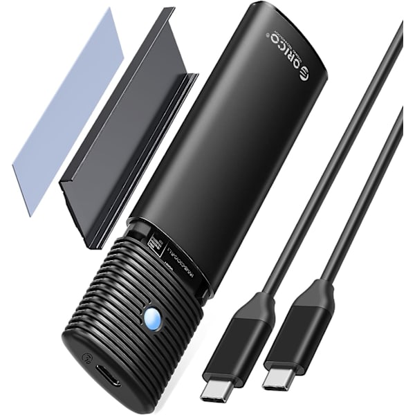 M.2 NVMe & SATA SSD-hölje Adapter Verktygsfri, USB C 3.2 Gen 2 10 Gbps NVME, 5 Gbps NGFF SATA PCIe M-Key(B+M Key) 2230/2242/2260/2280, Aluminium Externt M2-läsare Stödjer UASP Trim- PWDM2 Svart