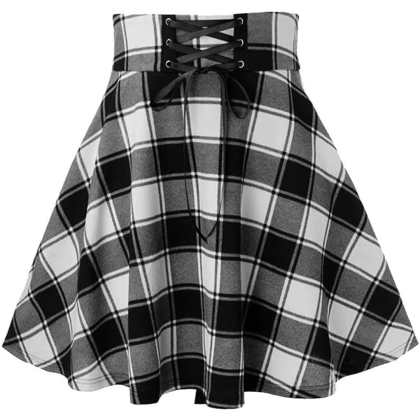 ALSANXUN Gothic Rutig Mini-kjolar för Dam Korta högmidja Rutiga kjolar Rutig Svart Medium