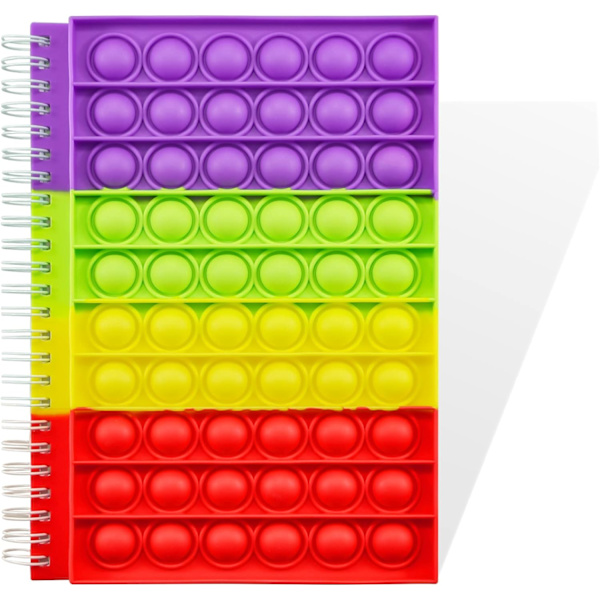 WR Office Fidget Notebook Push Bubble Pop IT Notebook College Ruled Paper Book Fidget Toys Present för Student Barn Skola Hem (Multi Color)