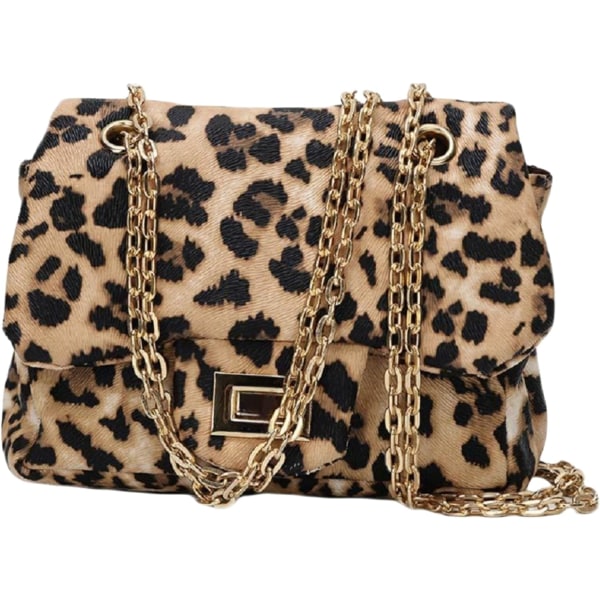 YC Liten flicka småbarn crossbody väska leopard mönster axelväska handväska med kedjerem leopardtryck