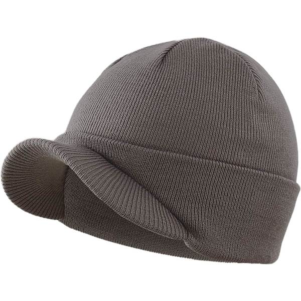 racy Unisex Varm Visor Beanie Utomhus Dubbelstickad Mössa med Topp Vintermössa