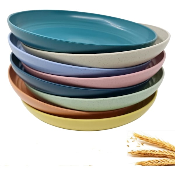 BY Vete Plast Återanvändbara Middagstallrikar Okrossbara Middagstallrikar Utomhus Tallrikar Set Diskmaskin Mikrovågsugn Säker (Extra Stor 8 st 10') Extra Stor 8