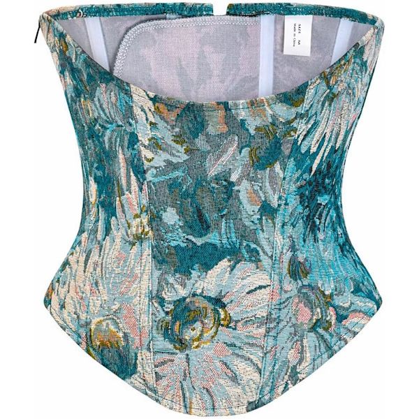 ABTF Korsetttoppar för kvinnor Renässans Vintage Bustier Blommig Crop Top Utekväll Underbyst Benad Lingerie Bodyshaper Blå Stor