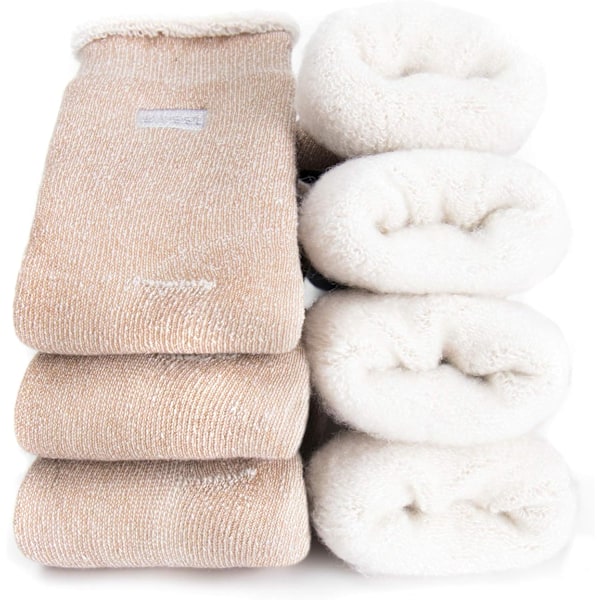 Dam Super Tjocka Yllestrumpor - Mjuka Varma Bekväma Casual Crew Vinterstrumpor (3-pack), Flerfärgade