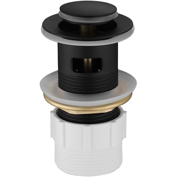 aura 32mm Badrums Handfat Push Pop Up Plug Avloppsavlopp med 40mm Adapter (Borstad Guld) Matt Svart