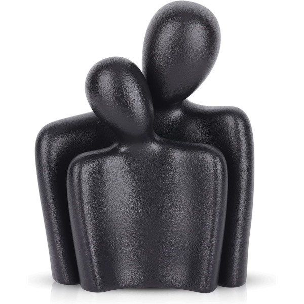 CK svart abstrakt figurstaty, modern parskulptur Heminredning, keramiskt bröllop för par, passionerad kärleksstaty svart