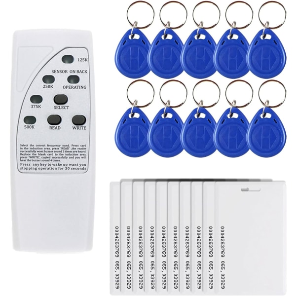 1khz RFID-kortläsare Skrivare,CDIYTOOL ID-125khz Kopiator Duplikator Handhållen RFID-läsare för dörråtkomstkontroll +10st T5577 Nyckelbrickor +10st T557